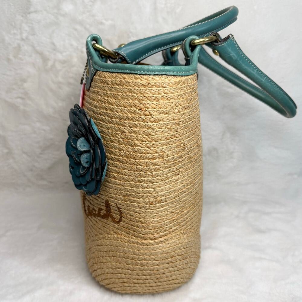 y2k Coach Straw Tote Shoulder Bag - Picture 3 of 9